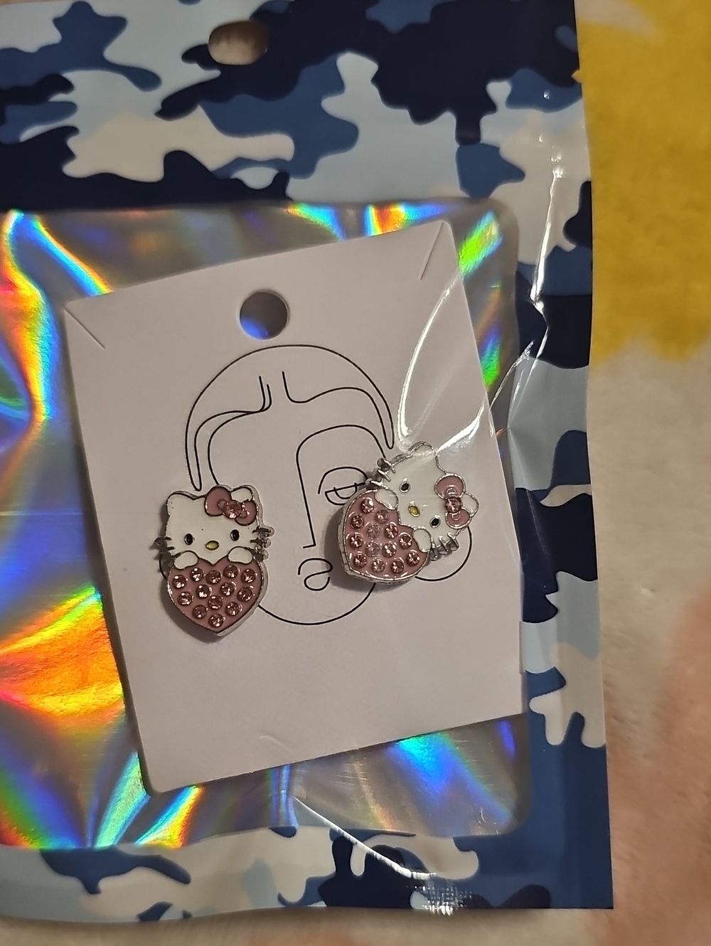 Hello Kitty Pink and White Heart Stud Earrings by Hello Kitty